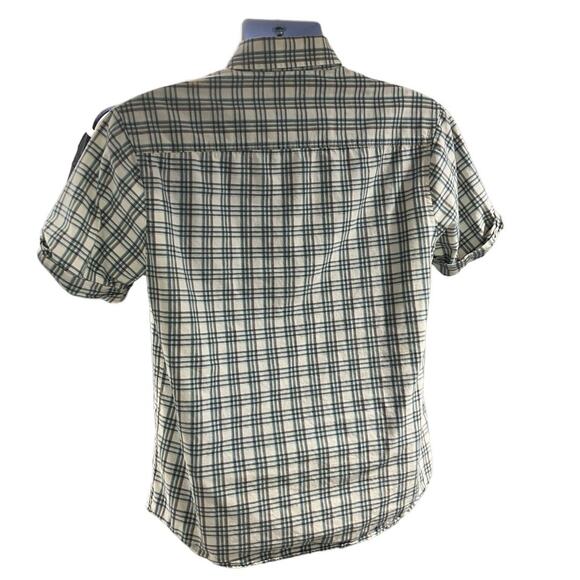 The Original Penguin Short Sleeve Slim Fit Shirt Cream Plaid Medium - Picture 2 of 7